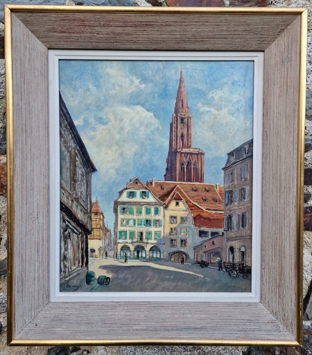 Painting The Suckling Pig Market Square In Strasbourg In Front Of The Cathedral Alsace -photo-2