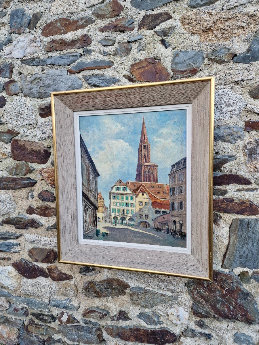 Painting The Suckling Pig Market Square In Strasbourg In Front Of The Cathedral Alsace -photo-3