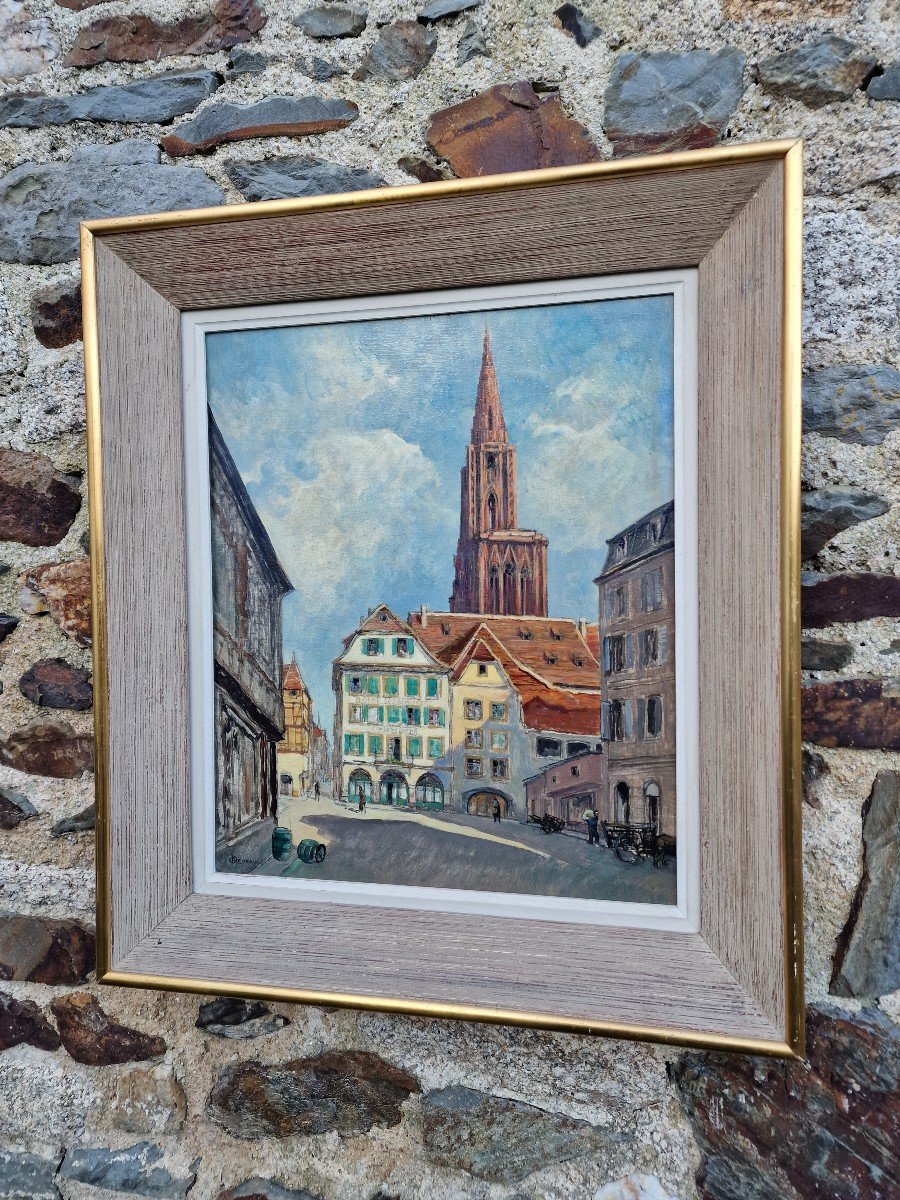 Painting The Suckling Pig Market Square In Strasbourg In Front Of The Cathedral Alsace -photo-4