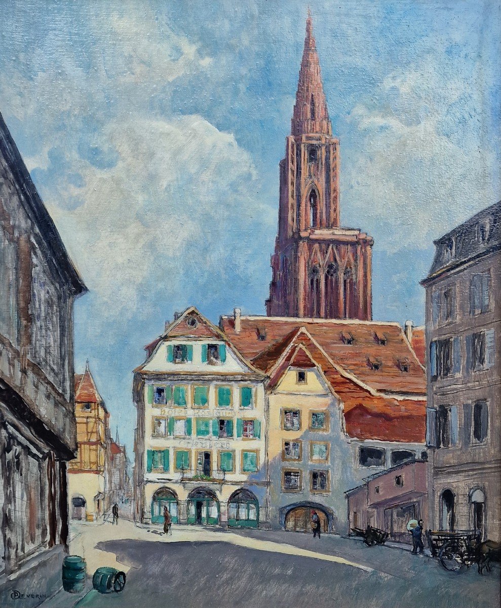 Painting The Suckling Pig Market Square In Strasbourg In Front Of The Cathedral Alsace -photo-1