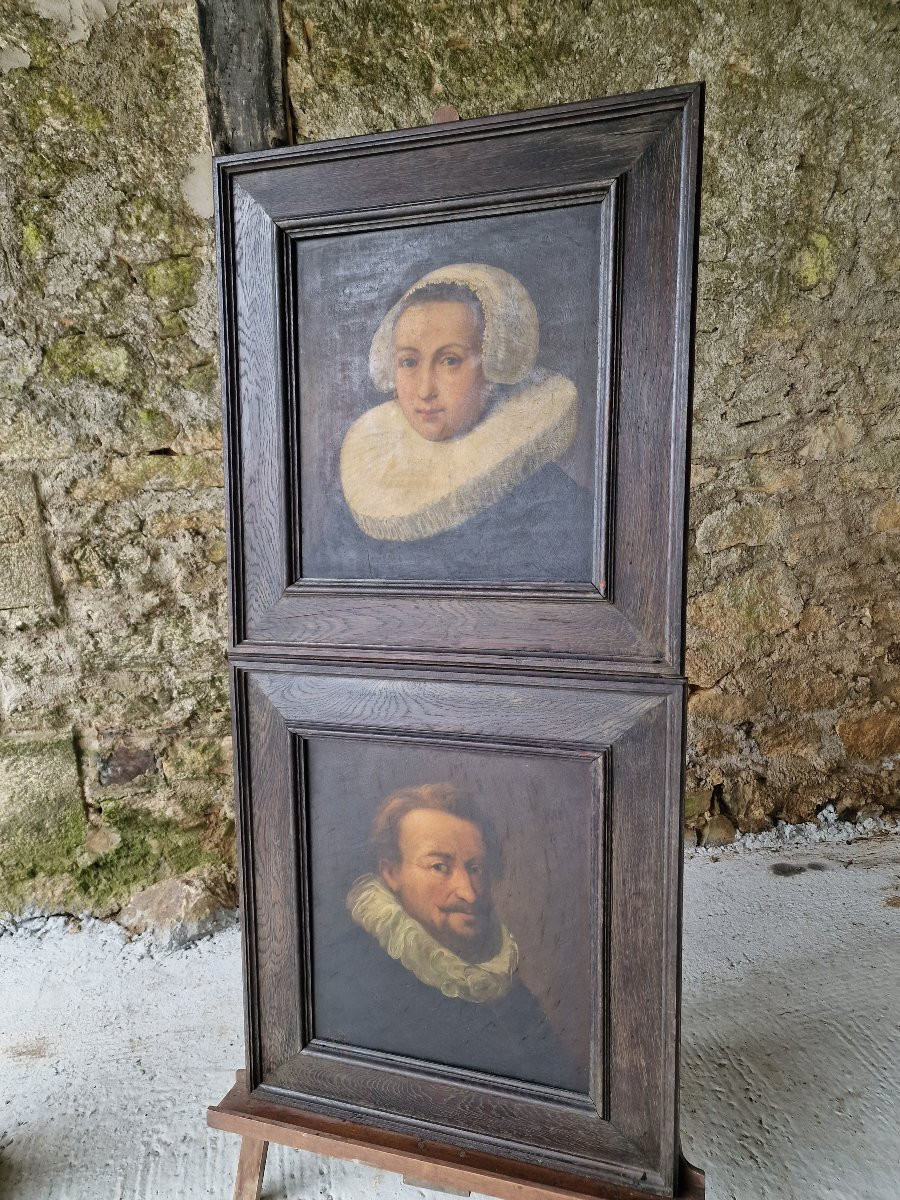 Pair Of Portraits Of Dutch Nobles Obverse In The Manner Of Rembrandt Van Rijn-photo-1