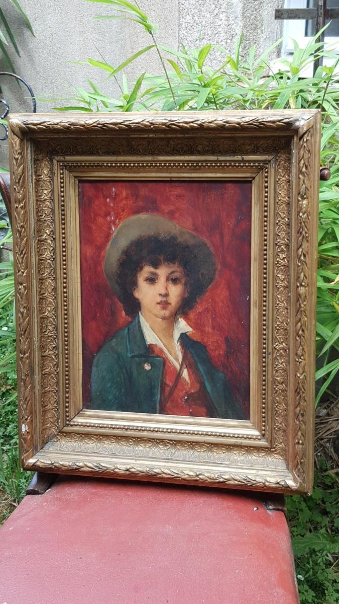 Portrait Of Young Neapolitan Man By Leon Herbo (1850-1907) Belgian School-photo-2