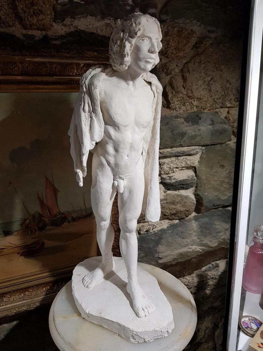 Proantic Large Plaster Study Representative A Nude Man Walking