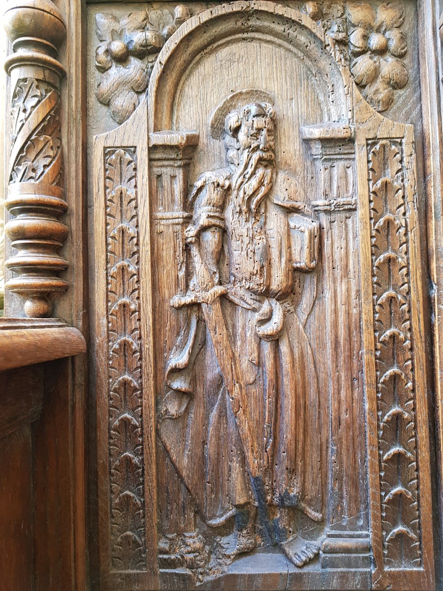 Bench Chest St. High Time Panels Saint Paul, Stone And Catherine Of Alexandria.-photo-4