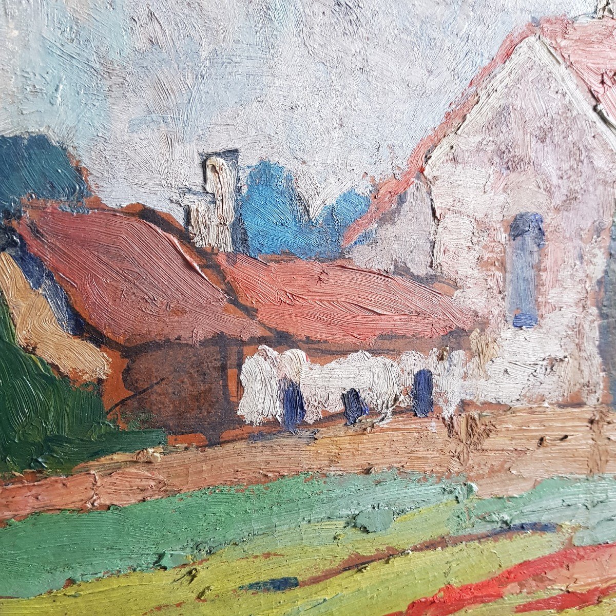 Tableau  De Pierre Molinier (1900-1976)chapelle église Paysage Du Lot Et Garonne Bordeaux Agen-photo-2