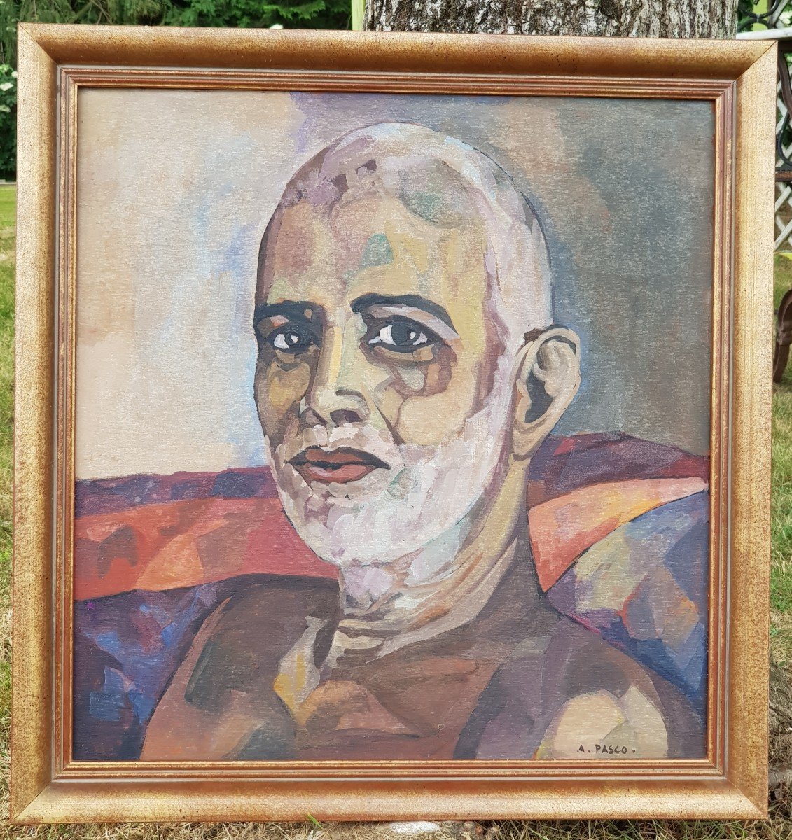 Tableau Représentant Le Guru  Indien Bhagavan Sri Ramana Maharshi Par Alice Pasco -photo-3