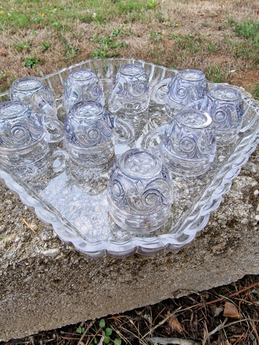 Service à Liqueur Avec Plateau, Carafe Et Gobelet Baccarat Coloré Irisé cristal Vers 1900-photo-3