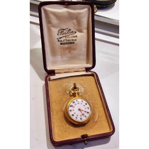 Ladies Gousset Collar Watch In Gold Amati Floral Decor With Its Box