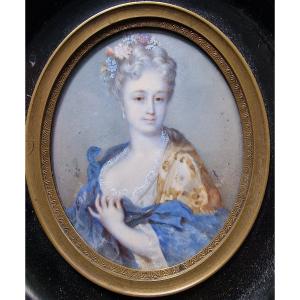 Miniature Portrait De Jeune Femme Du XVIIIème d'Après Jean Baptiste Massé Par Lenotre