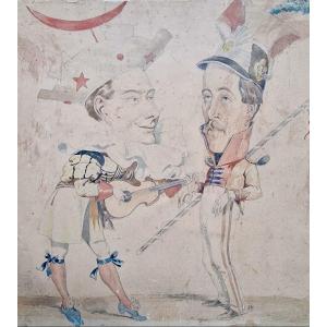 Caricature Drawing For The Medical Internship Ball 1865 By Gabriel Gostiaux St. 4'zarts