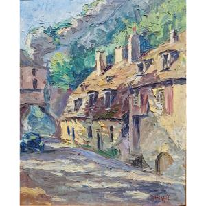 Painting 1950 The Carved Gate Of Besançon Doubs Bourgogne Franche Comté By Robert François