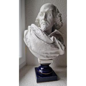 Important Buste En Porcelaine De Sèvres William Shakespeare Par Albert Ernest Carrier Belleuse