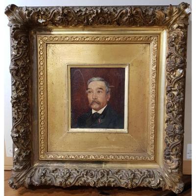 Table Portrait Of Mayor Signed V.geo And Dated 1891 In Its Golden Frame
