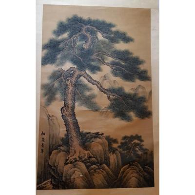 Large Chinese Or Japanese Scroll Painting  The Grand Majestic Pin 