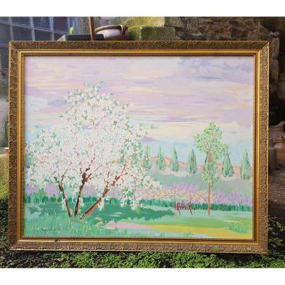 Large Table Apple Trees In Bloom In Normandy By Viviane Douek Pont l'Evêque