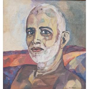 Tableau Représentant Le Guru  Indien Bhagavan Sri Ramana Maharshi Par Alice Pasco 