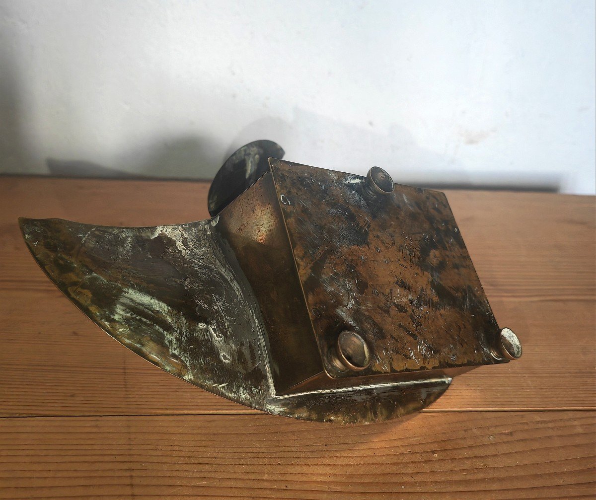 Amazing Inkwell, Wwi Folk Art, Copper, Leaf And Snake-photo-2