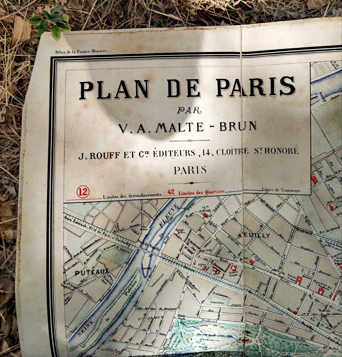 Plan De Paris Malte Brun, J.rouff Et Cie Imprimerie Ehrard, 1893, Toile Et Cartonnage d'Epoque -photo-1