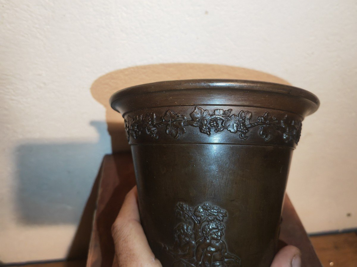 Pot, Planter, Patinate Terracotta, Classic Decor, Antique Scenes, 19th Century Europe -photo-4