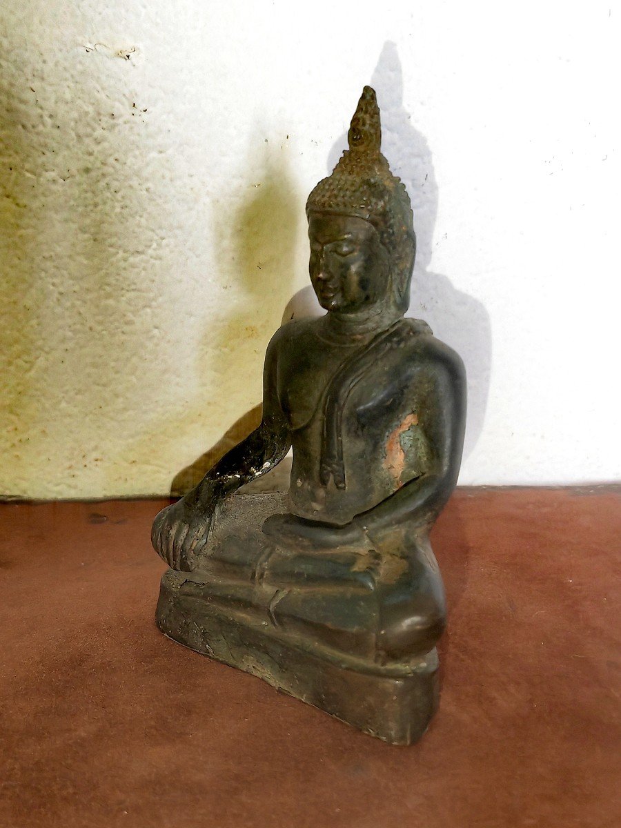 Beau Petit Bouddha En Bronze, Thaïlande XIXe Siècle Ou Avant -photo-2