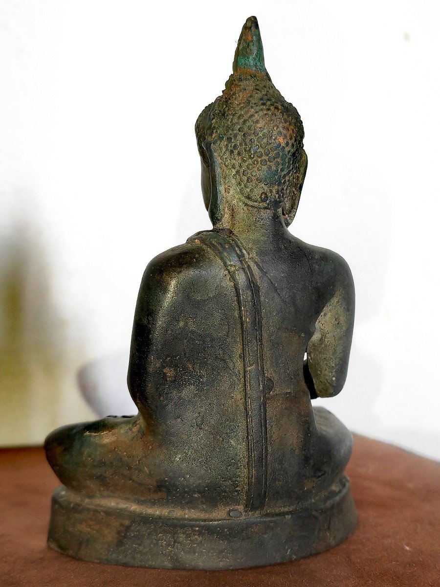 Beau Petit Bouddha En Bronze, Thaïlande XIXe Siècle Ou Avant -photo-2