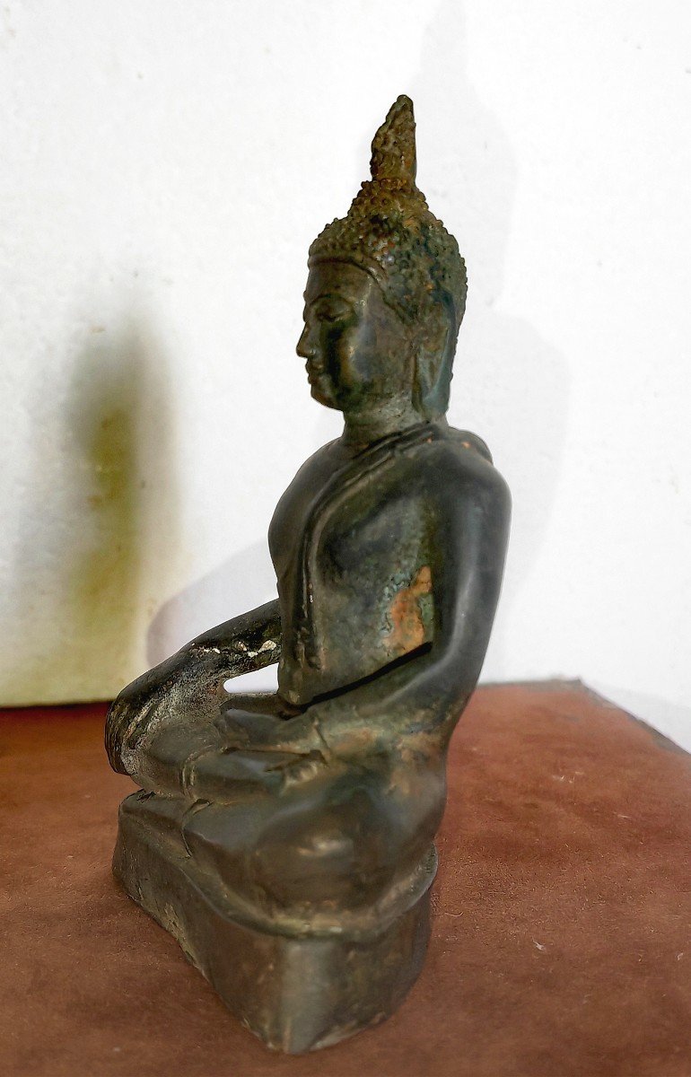 Beau Petit Bouddha En Bronze, Thaïlande XIXe Siècle Ou Avant -photo-3