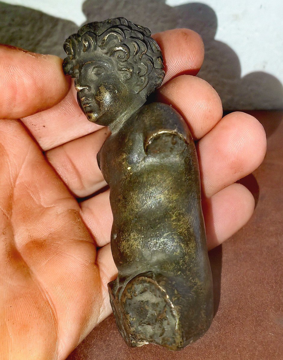 Beautiful Male Bust, Child, Bronze Of High Quality, France Early 19th Century -photo-1