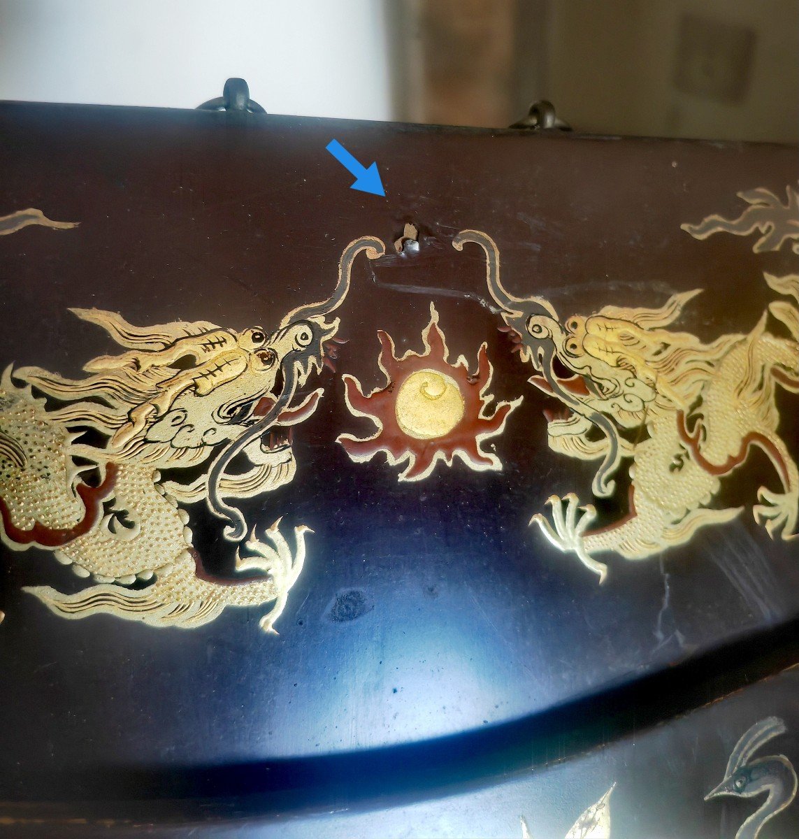 Joli Porte Courrier En Laque, Dragons à Cinq Griffes, Japon Ou Chine Fin XIXe Siècle -photo-5