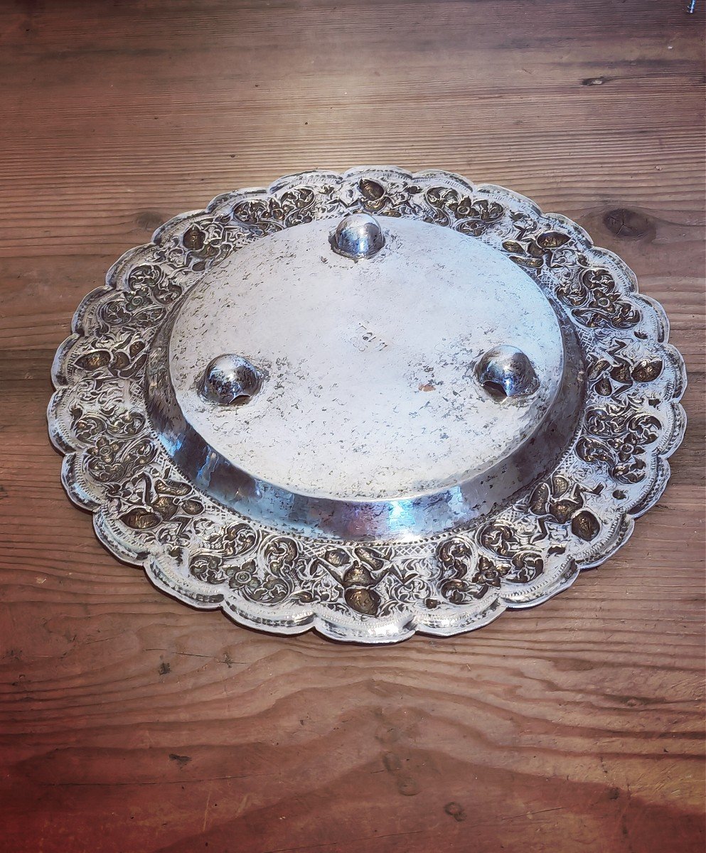 Lovely Dish, Or Cup, Sterling Silver, Hammered & Chiseled, Thailand Or Cambodia Early 20th-photo-4