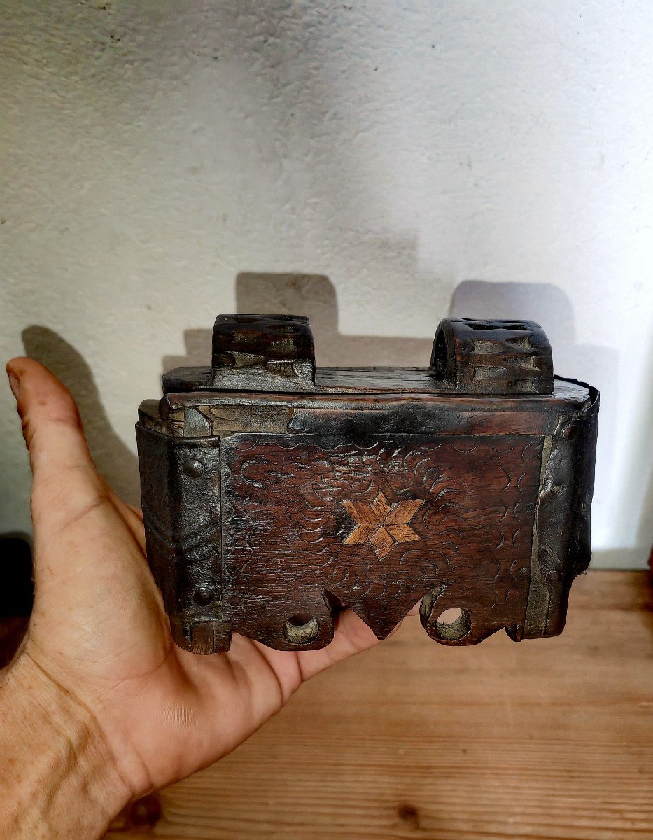 Great Spices Box, Wood & Iron, Folk Art 19th Or Before, Stars -photo-7