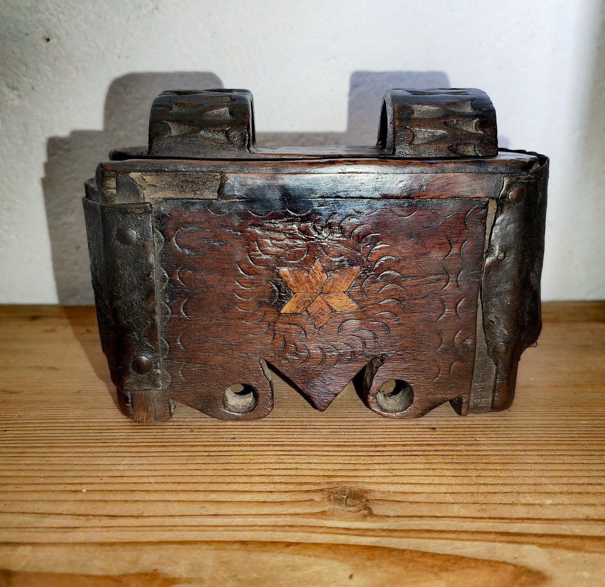 Great Spices Box, Wood & Iron, Folk Art 19th Or Before, Stars 
