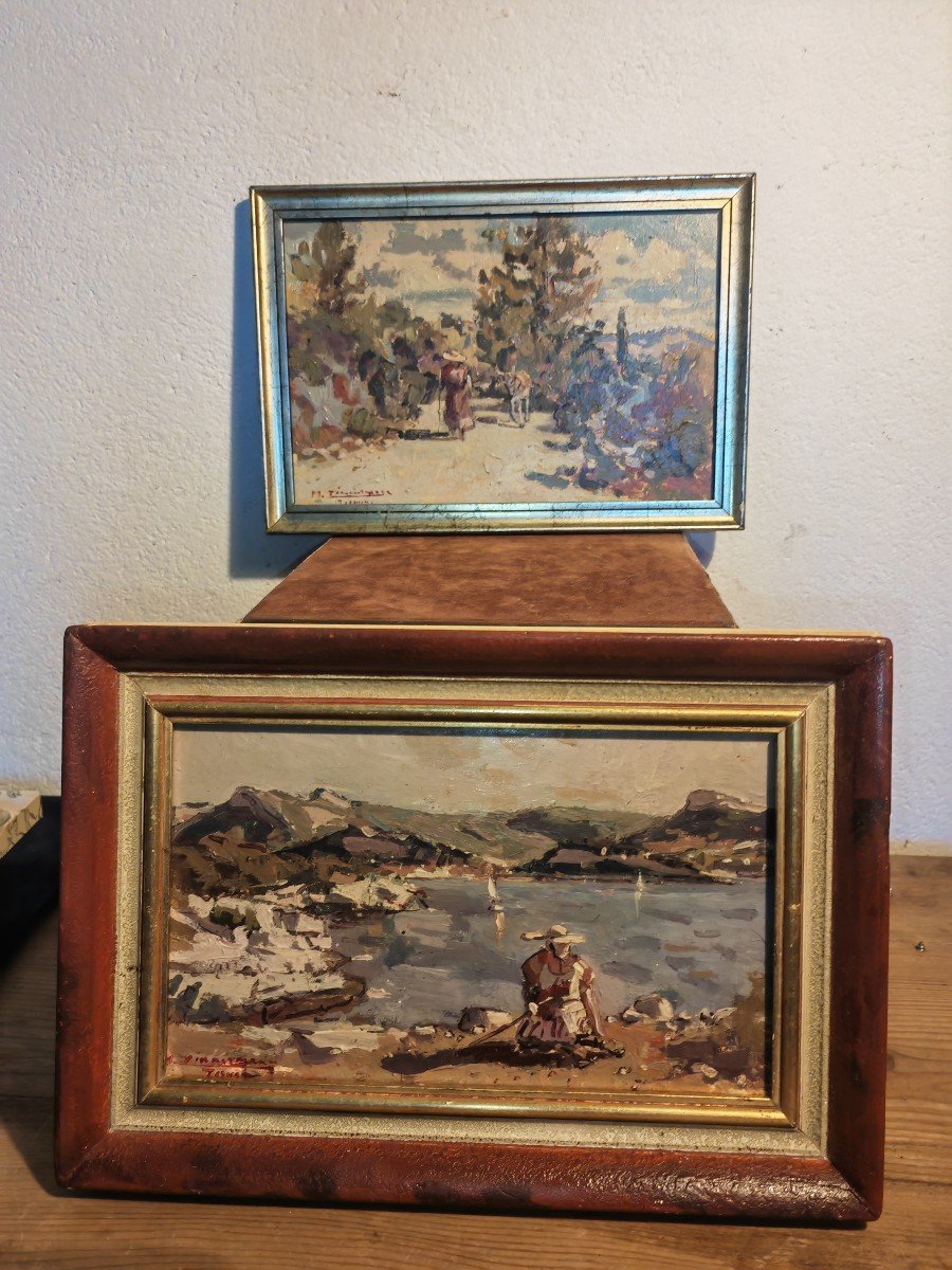 Lovely Wooden Painting, Michel Zimmermann, Provençal Woman, Cassis 20th Century -photo-2