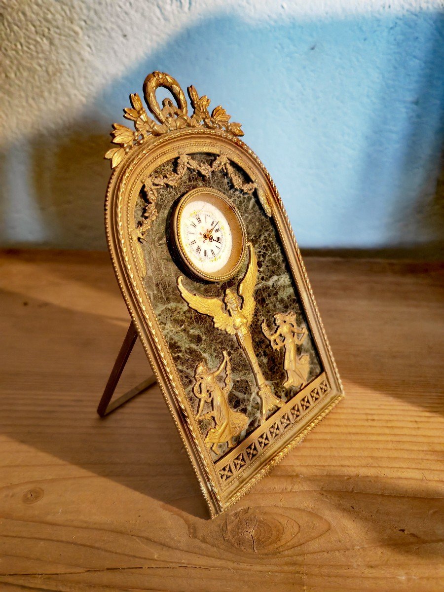 Beautiful Table Clock, Classic Decor, Bronze And Marble, 19th Century Restoration Period -photo-2