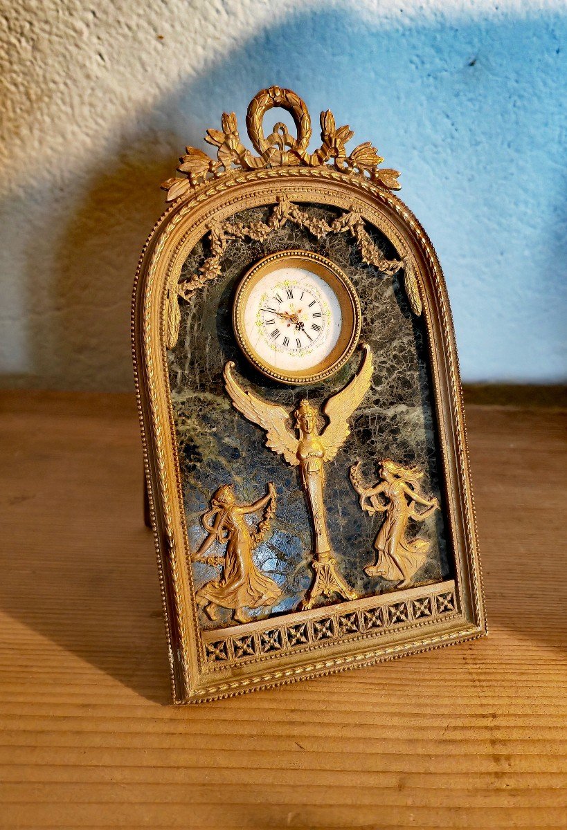 Beautiful Table Clock, Classic Decor, Bronze And Marble, 19th Century Restoration Period 