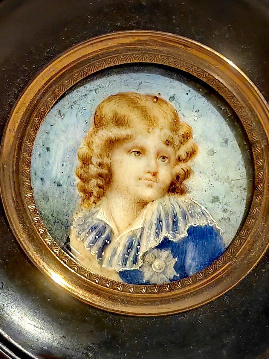 Pretty Little Framed Miniature, Portrait Of Napoleon Ii, Late 19th Early 20th Century -photo-2