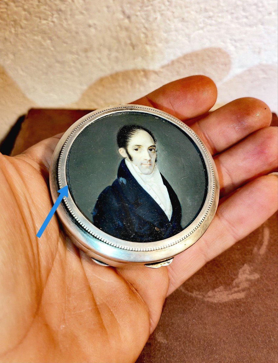 Beautiful Silver Vermeil Snuffbox, Henin & Cie, Painted Miniature Lid, 19th Century -photo-3