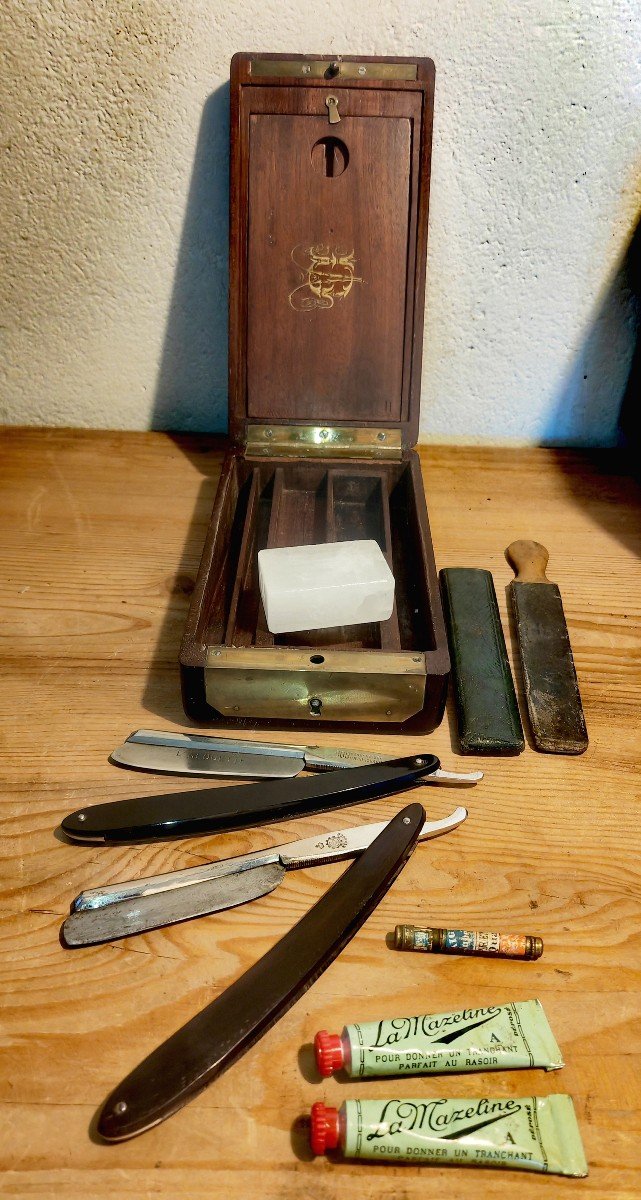 Beau Coffret De Toilette, Officier époque Empire, Acajou Et Laiton, Instruments XIXe -photo-3