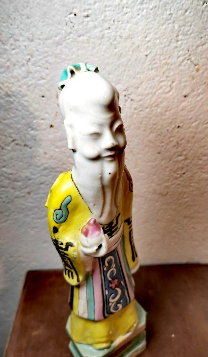 Personnage du Tao en Porcelaine de Chine Polychrome, époque Jiaquing (1796-1820)-photo-2