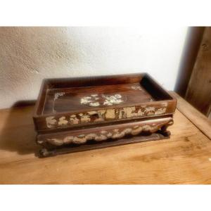 Beautiful Scholar's Table, Inlaid Hongmu Wood, Mother-of-pearl & Abalone. Vietnam 19th C 