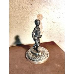 Rare Statuette Argent Et Bronze Argenté, Danseur Lakhon Khol, Masque De Hanuman, Cambodge XIXe 