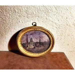 Pretty Little Miniature Painting On Paper, Period Frame, Paris 1925 Michel-auguste Colle