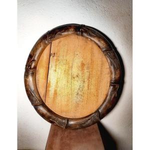 Beautiful Oval Frame In Carved Wood, Bamboo Decor, Vietnam 19th Century 