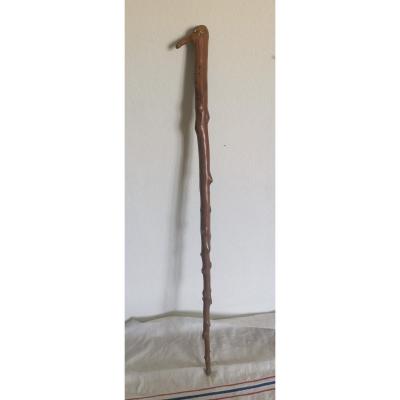 Carved Cane, Folk Art, Primitive, Grotesque Character, 19th Century