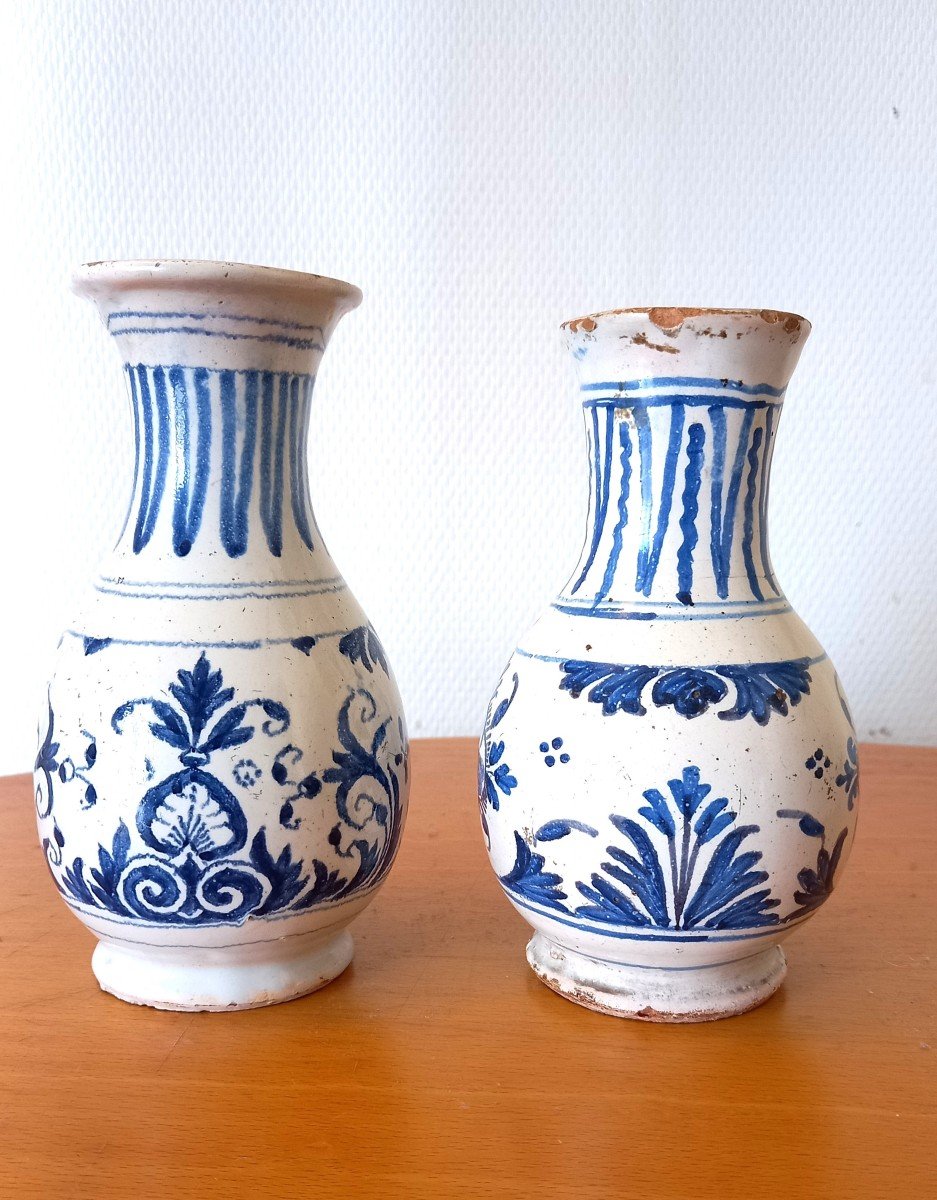 Earthenware Vases: Nevers 18th Century.