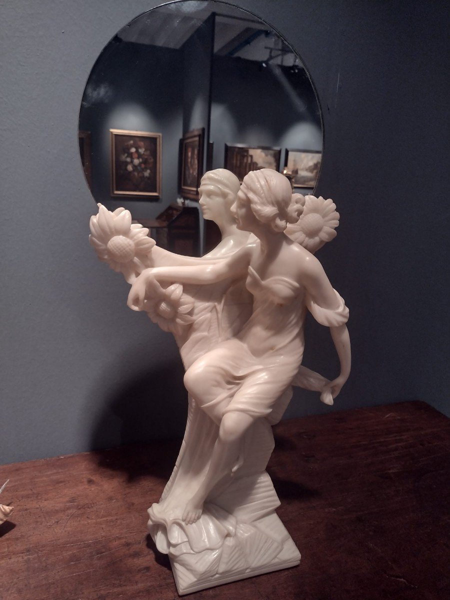 Alabaster Sculpture With Mirror-photo-1