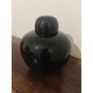 Vase De Tobia Scarpa Pour Venini, De La Série "opachi" En Noir