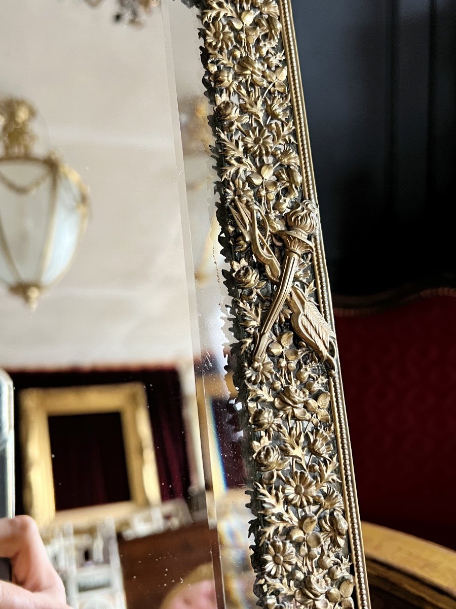 Napoleon III Period Psyche Mirror In Very Finely Chiseled Brass Louis XVI Style-photo-2