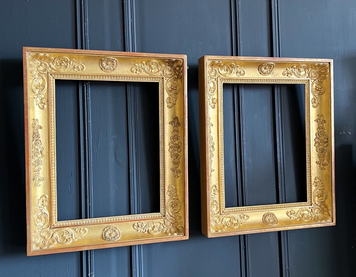 Pair Of Empire Period Frames In Golden Wood With Gold Leaf - XIX-photo-3