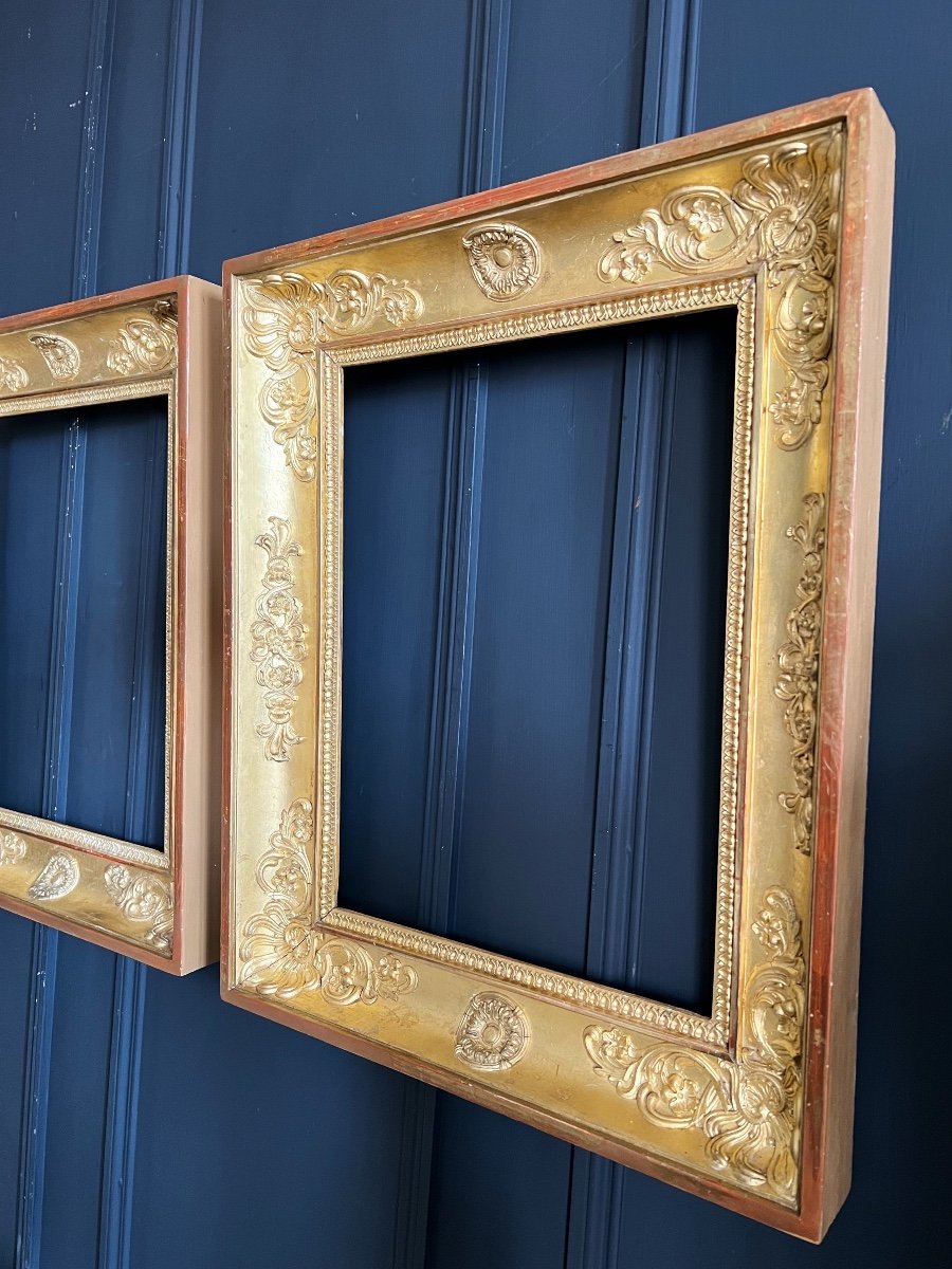 Pair Of Empire Period Frames In Golden Wood With Gold Leaf - XIX-photo-1