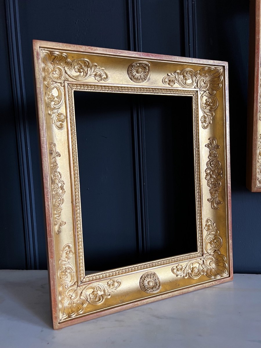 Pair Of Empire Period Frames In Golden Wood With Gold Leaf - XIX-photo-2